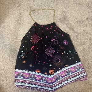 No Boundaries Junior Space Zodiac Chain Halter Top Women Junior Size 7-9